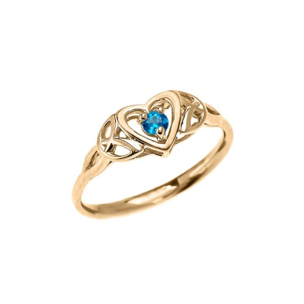 Blue Topaz Heart Ring in 9ct Gold