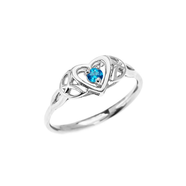 Blue Topaz Heart Ring in 9ct White Gold