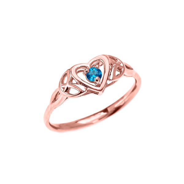 Blue Topaz Heart Ring in 9ct Rose Gold