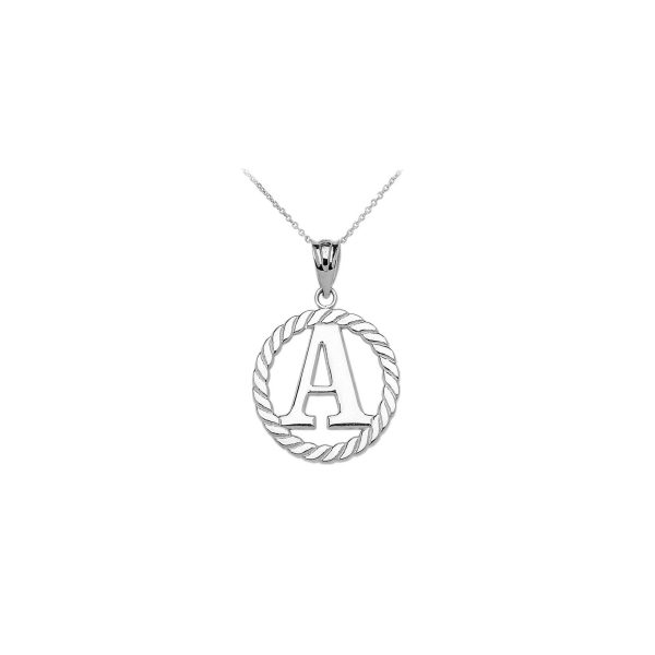 Letter A Twisted Rope Initial Pendant Necklace in Sterling Silver