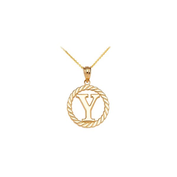 Letter Y Twisted Rope Initial Pendant Necklace in 9ct Gold