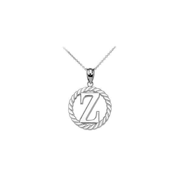 Letter Z Twisted Rope Initial Pendant Necklace in Sterling Silver