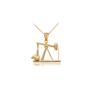 Men's Oil Pump Pendant Necklace in 9ct Gold