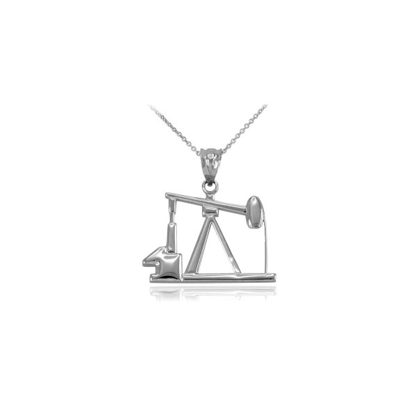 Men's Oil Pump Pendant Necklace in Sterling Silver