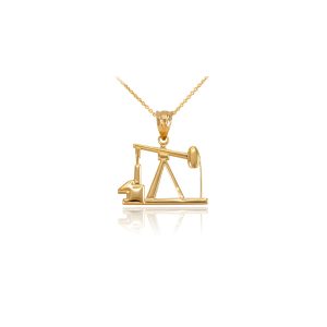 Men's Sleek Oil Pump Pendant Necklace in 9ct Gold