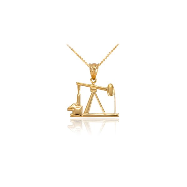 Men's Sleek Oil Pump Pendant Necklace in 9ct Gold