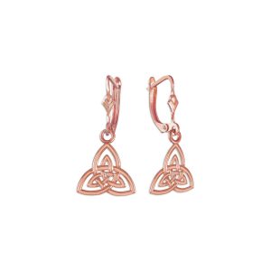 Triquetra Trinity Knot Drop Earrings in 9ct Rose Gold