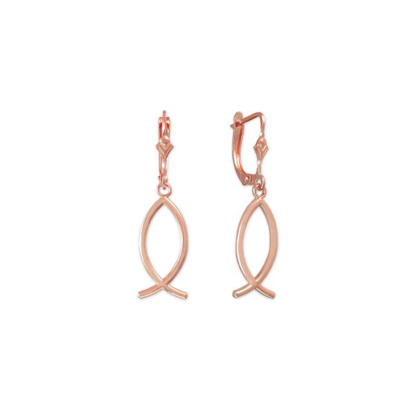 Cutout Fish Drop Earrings in 9ct Rose Gold