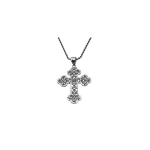 Men's Vintage Antique Look Filigree Cross Pendant Necklace in Sterling Silver