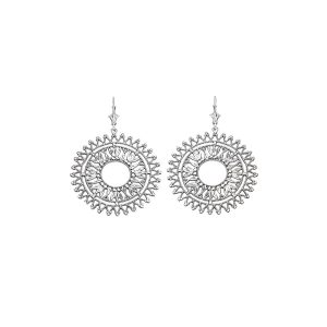 Bohemian Circle Filigree Drop Earrings in Sterling Silver