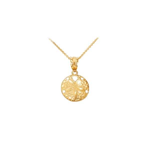 Textured Sand Dollar Pendant Necklace in 9ct Gold