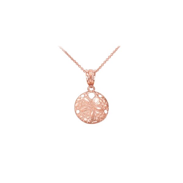 Textured Sand Dollar Pendant Necklace in 9ct Rose Gold