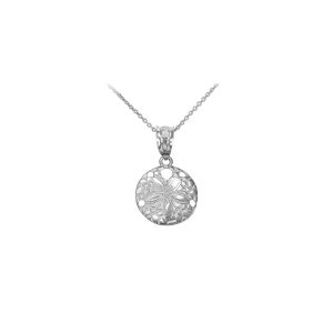 Textured Sand Dollar Pendant Necklace in Sterling Silver