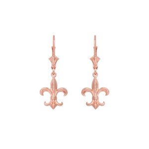 Classic Fleur De Lis Drop Earrings in 9ct Rose Gold