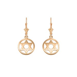 Star of David Drop Earrings in 9ct Gold