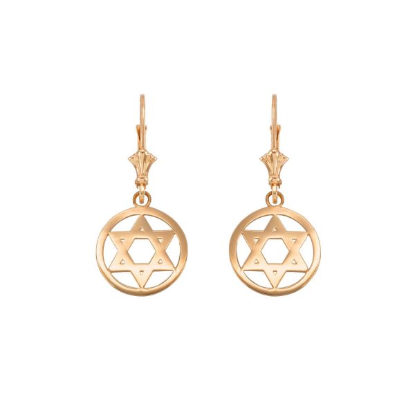 Star of David Drop Earrings in 9ct Gold