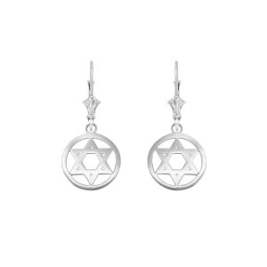 Star of David Drop Earrings in 9ct White Gold