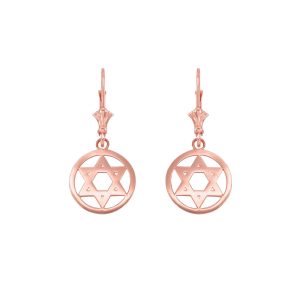 Star of David Drop Earrings in 9ct Rose Gold