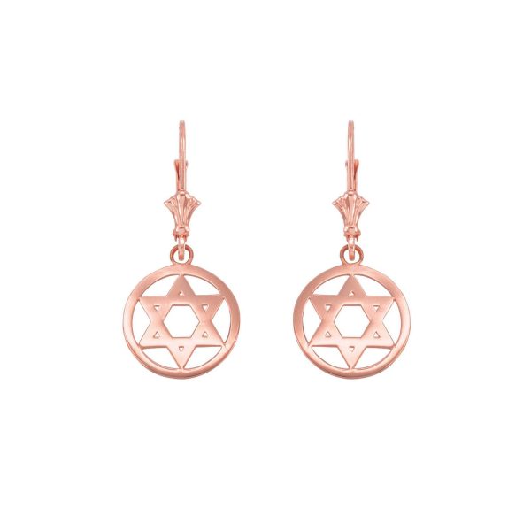 Star of David Drop Earrings in 9ct Rose Gold