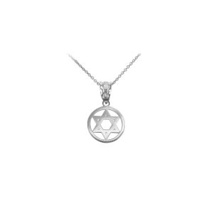 Men's Cutout Star of David Pendant Necklace in 9ct White Gold