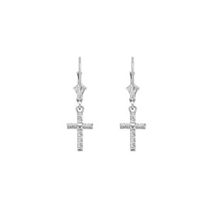 Swirl Heart Cross Drop Earrings in Sterling Silver