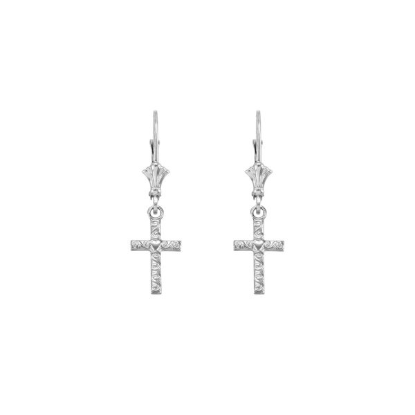 Swirl Heart Cross Drop Earrings in Sterling Silver