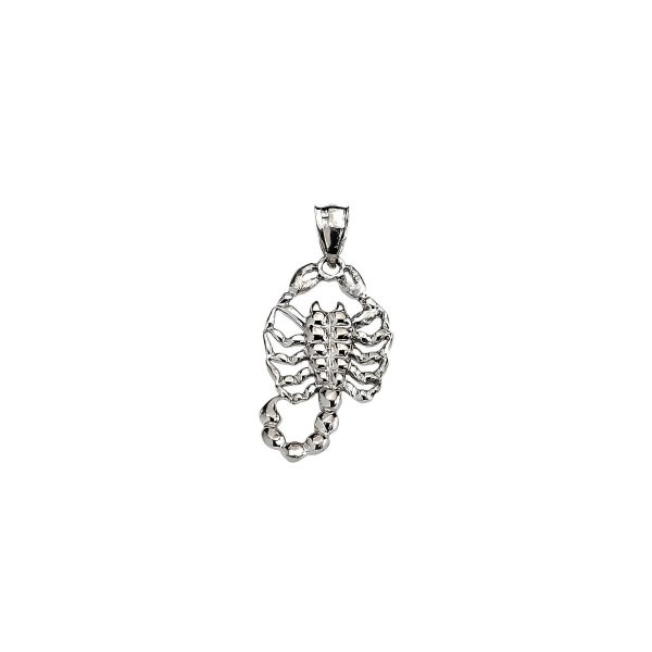 Men's Classic Scorpion Charm Pendant Necklace in 9ct White Gold