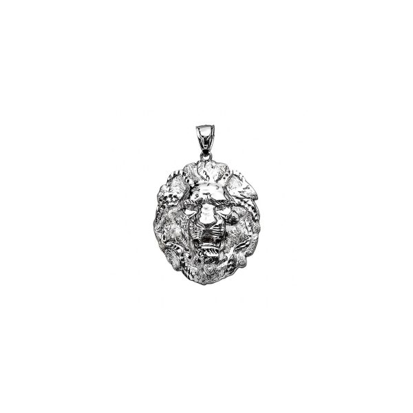 Men's Roaring Lion Pendant Necklace in Sterling Silver