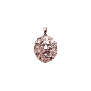 Men's Roaring Lion Pendant Necklace in 9ct Rose Gold