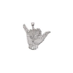 Men's Hang Loose Shaka Charm Pendant Necklace in Sterling Silver