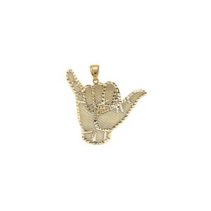 Men's Hang Loose Shaka Charm Pendant Necklace in 9ct Gold