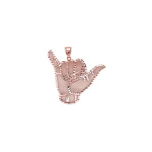 Men's Hang Loose Shaka Charm Pendant Necklace in 9ct Rose Gold