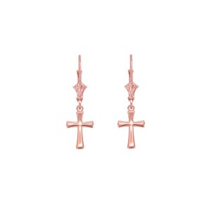 Traditional Cross Drop Earrings in 9ct Rose Gold, Small