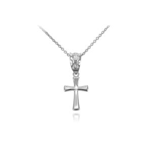 Traditional Cross Pendant Necklace in 9ct White Gold, Small