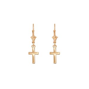 Smooth Mini Cross Earrings in 9ct Gold