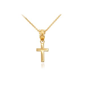 Smooth Mini Cross Pendant Necklace in 9ct Gold