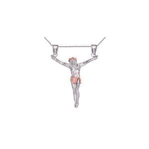 Men's Medium Cross Pendant Necklace in 9ct White Gold