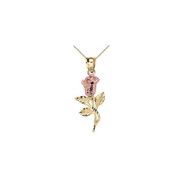 Two Tone Beauty Rose Pendant Necklace in 9ct Gold