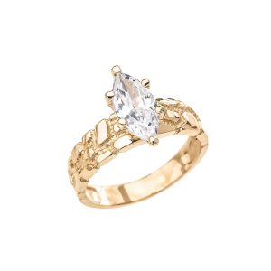 Marquise Cut CZ Engagement Ring in 9ct Gold