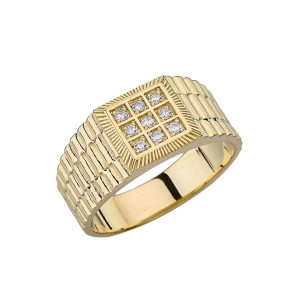 Men's Diamond Embellished Watchband Ring in 9ct Gold