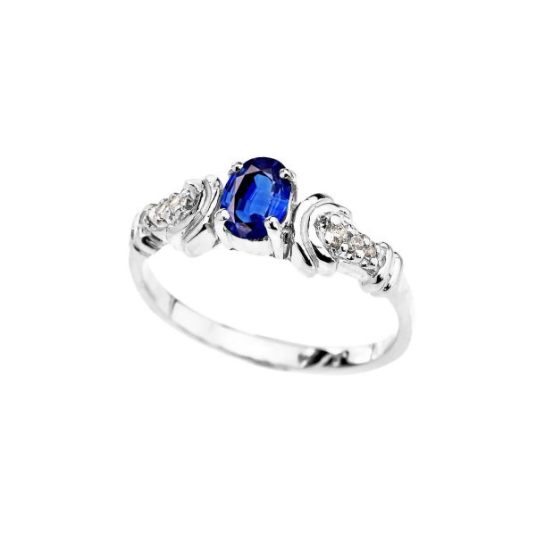 Sapphire & Diamond Framed Gemstone Decorative Ring in 9ct White Gold