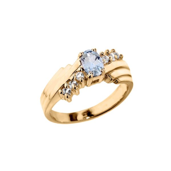 Aquamarine & Diamond Dazzle Ring in 9ct Gold