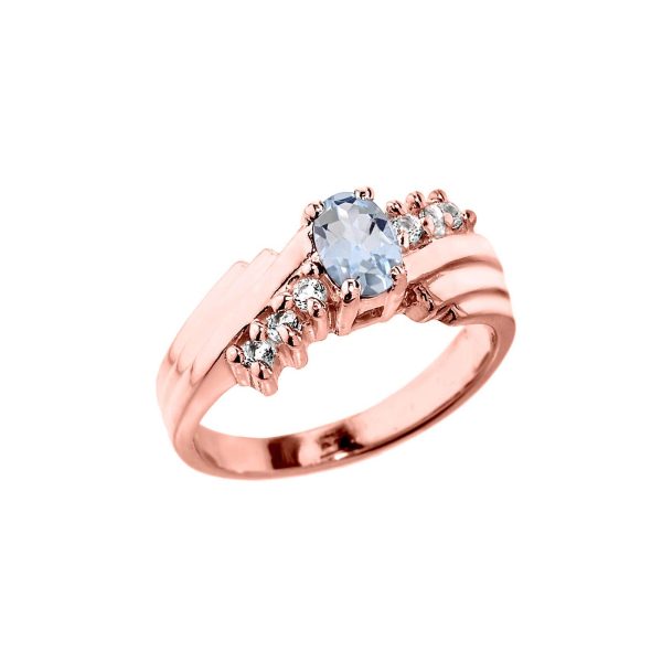 Aquamarine & Diamond Dazzle Ring in 9ct Rose Gold