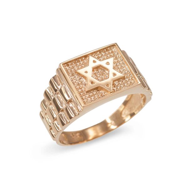 Men's Star of David Watchband Ring in 9ct Gold