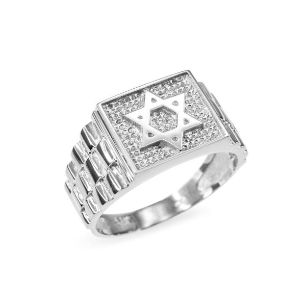 Men's Star of David Watchband Ring in Sterling Silver