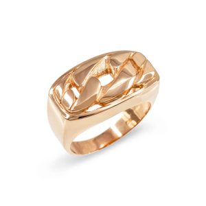 Men's Sleek Cuban Link Ring in 9ct Gold