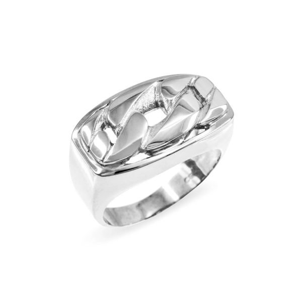 Men's Sleek Cuban Link Ring in Sterling Silver