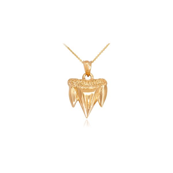 Men's Shark Tooth Pendant Necklace in 9ct Gold