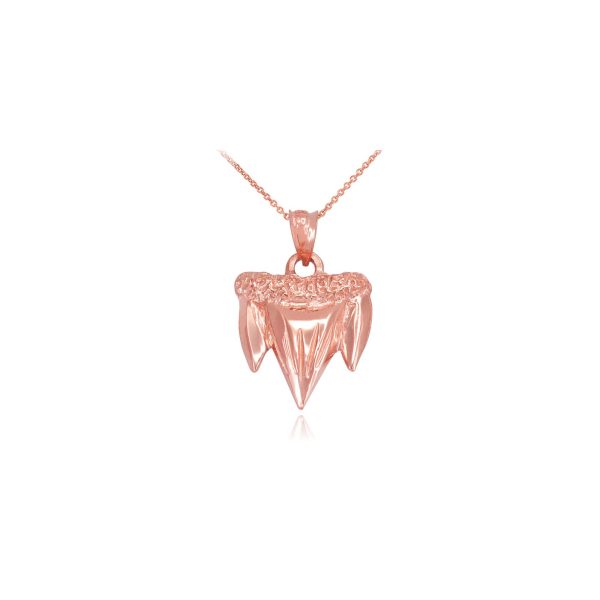 Men's Shark Tooth Pendant Necklace in 9ct Rose Gold