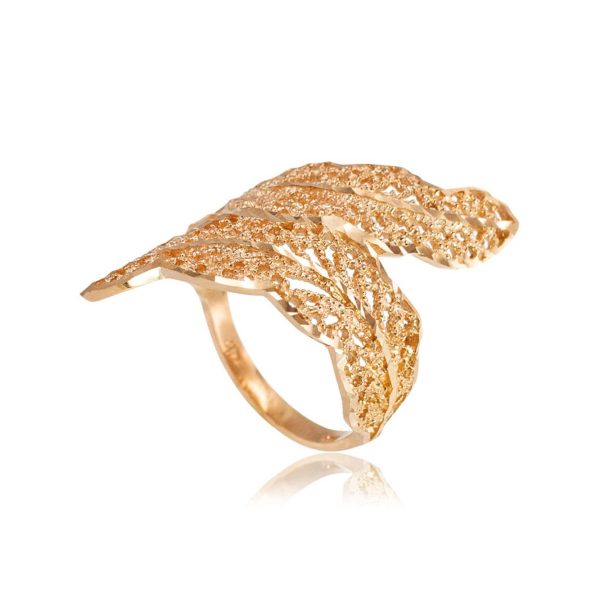 Textured Leaf Ring in 9ct Gold